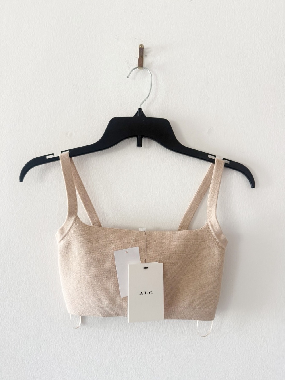 NEW A.L.C. Sofie Thick Knit Nude/Tan Cropped Bralette Tank Top Size Small (S) - Picture 2 of 6